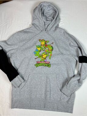 TMNT Hoodie Mens L Gray Teenage Mutant Ninja Turtles Graphic 2023